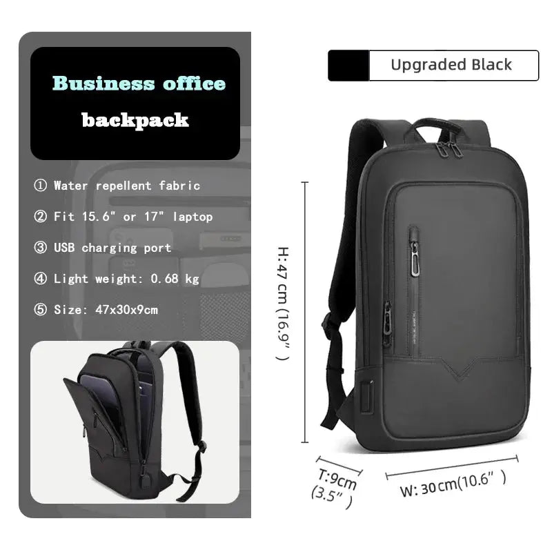 Ethan Waterproof Men's Work Backpack – USB Charging – Minimalist Design for 15.6-Inch Laptops – Multiple Colors Available 1