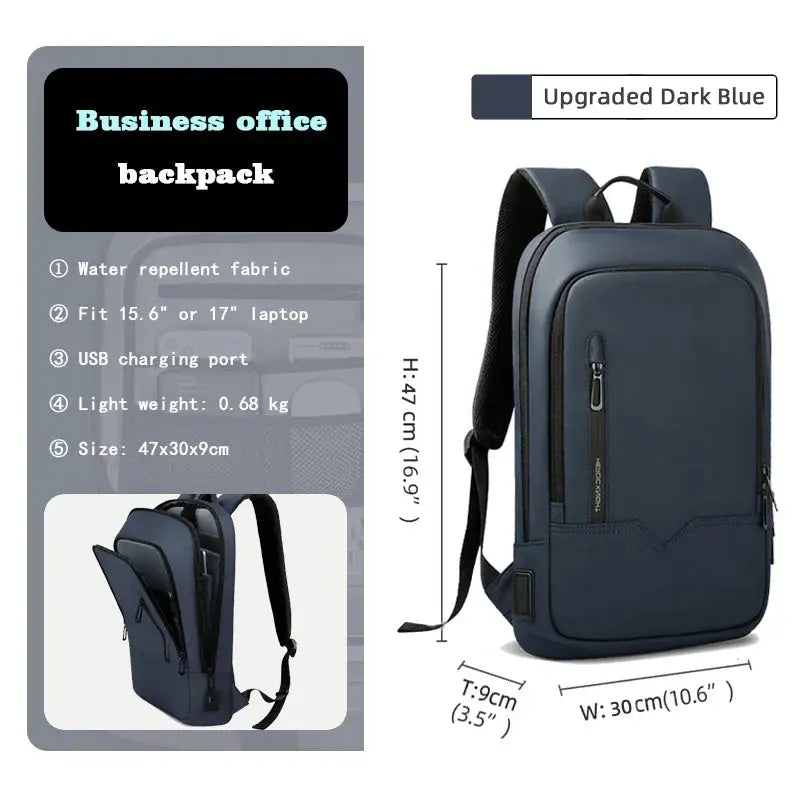Ethan Waterproof Men's Work Backpack – USB Charging – Minimalist Design for 15.6-Inch Laptops – Multiple Colors Available 9