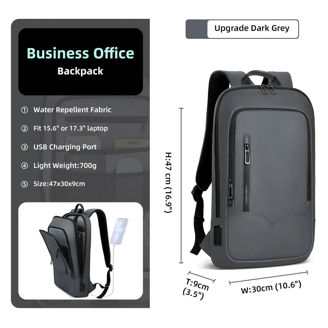 Ethan Waterproof Men's Work Backpack – USB Charging – Minimalist Design for 15.6-Inch Laptops – Multiple Colors Available 8