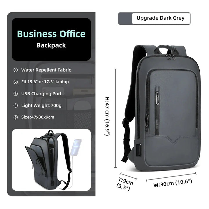Ethan Waterproof Men's Work Backpack – USB Charging – Minimalist Design for 15.6-Inch Laptops – Multiple Colors Available 8