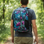 MunaWear - Backpacks - Jourelle Ultralight Waterproof Travel Backpack – 18L Capacity – Lightweight & Foldable – Ideal for Hiking & Camping - Blue Flowers