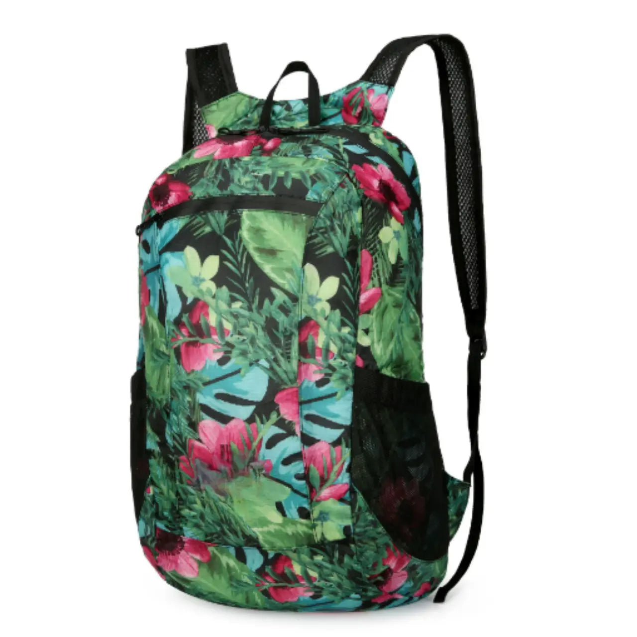 MunaWear - Backpacks - Jourelle Ultralight Waterproof Travel Backpack – 18L Capacity – Lightweight & Foldable – Ideal for Hiking & Camping - Green Flower