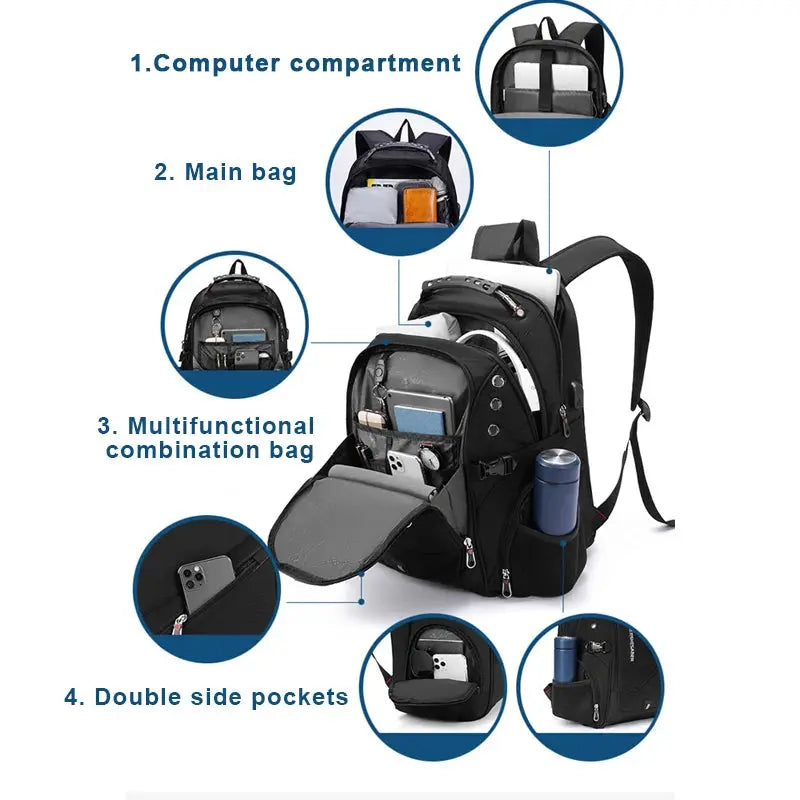 Lucas – Waterproof 17-Inch Laptop Backpack with USB Charging Port for Travel & School 4