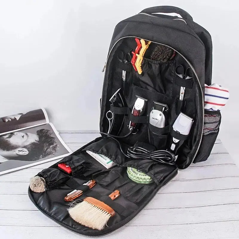 Mia Barber Supplies Backpack – Large Capacity – Waterproof Canvas – Black – Organized Tool Storage for Hairstyling 3