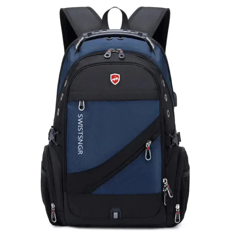 MunaWear - Backpacks - MusePack – Waterproof 17-Inch Laptop Backpack with USB Charging Port for Travel & School - Navy