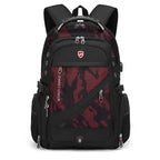 MunaWear - Backpacks - MusePack – Waterproof 17-Inch Laptop Backpack with USB Charging Port for Travel & School - Red/Camo