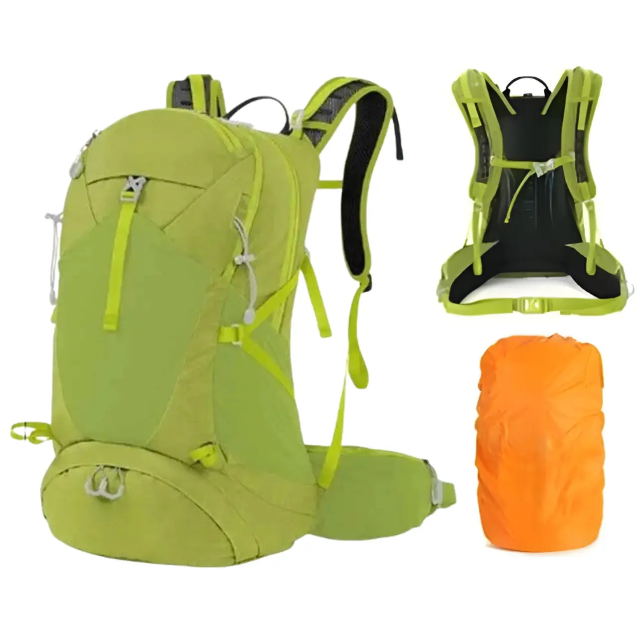 MunaWear - Backpacks - PackPort – 35L Waterproof Mountaineering Backpack for Men and Women, Ideal for Hiking and Camping - Neon Green