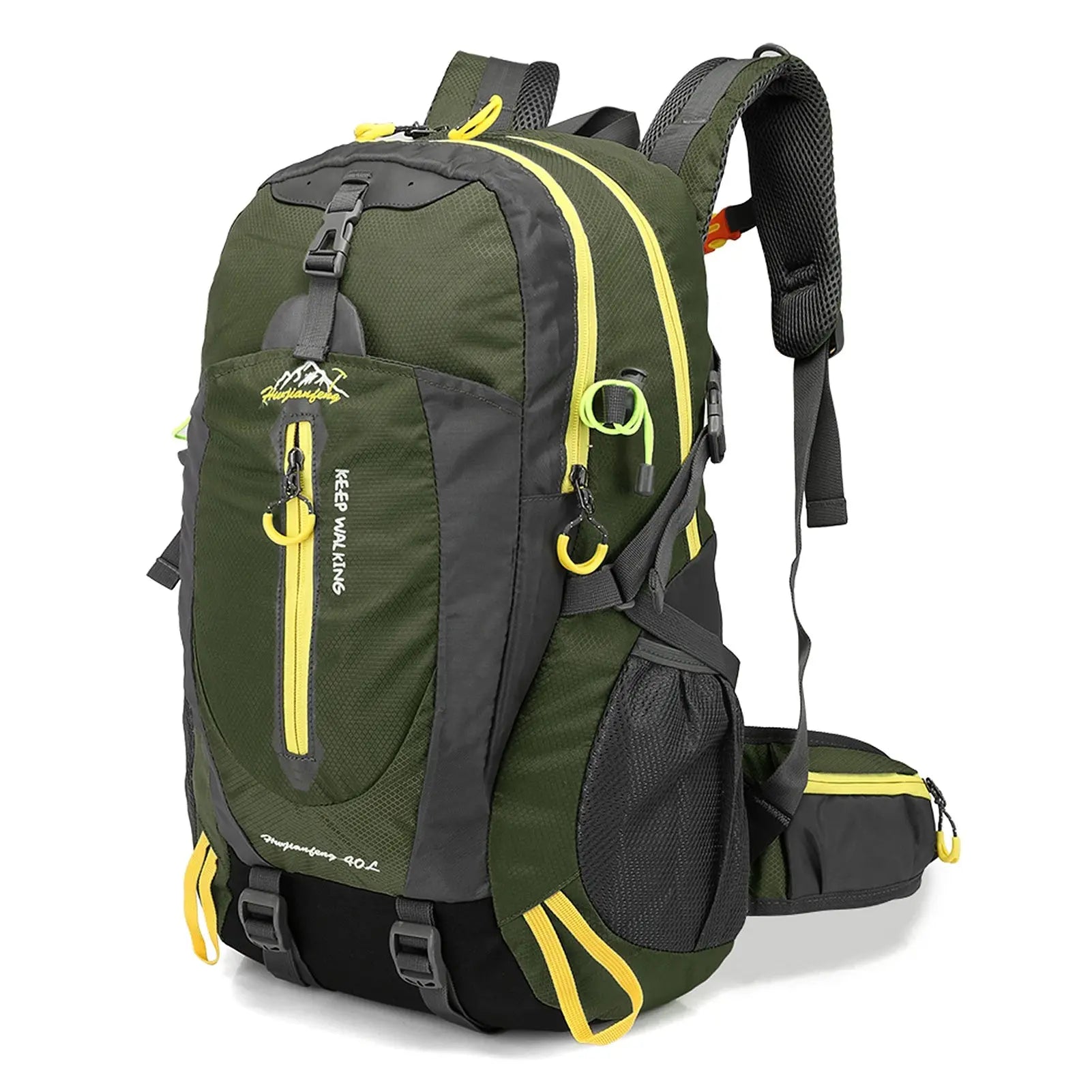 Rezen 40L Water Resistant Travel Backpack – Durable Nylon – Adjustable Straps – Perfect for Hiking & Camping- Dark Green
