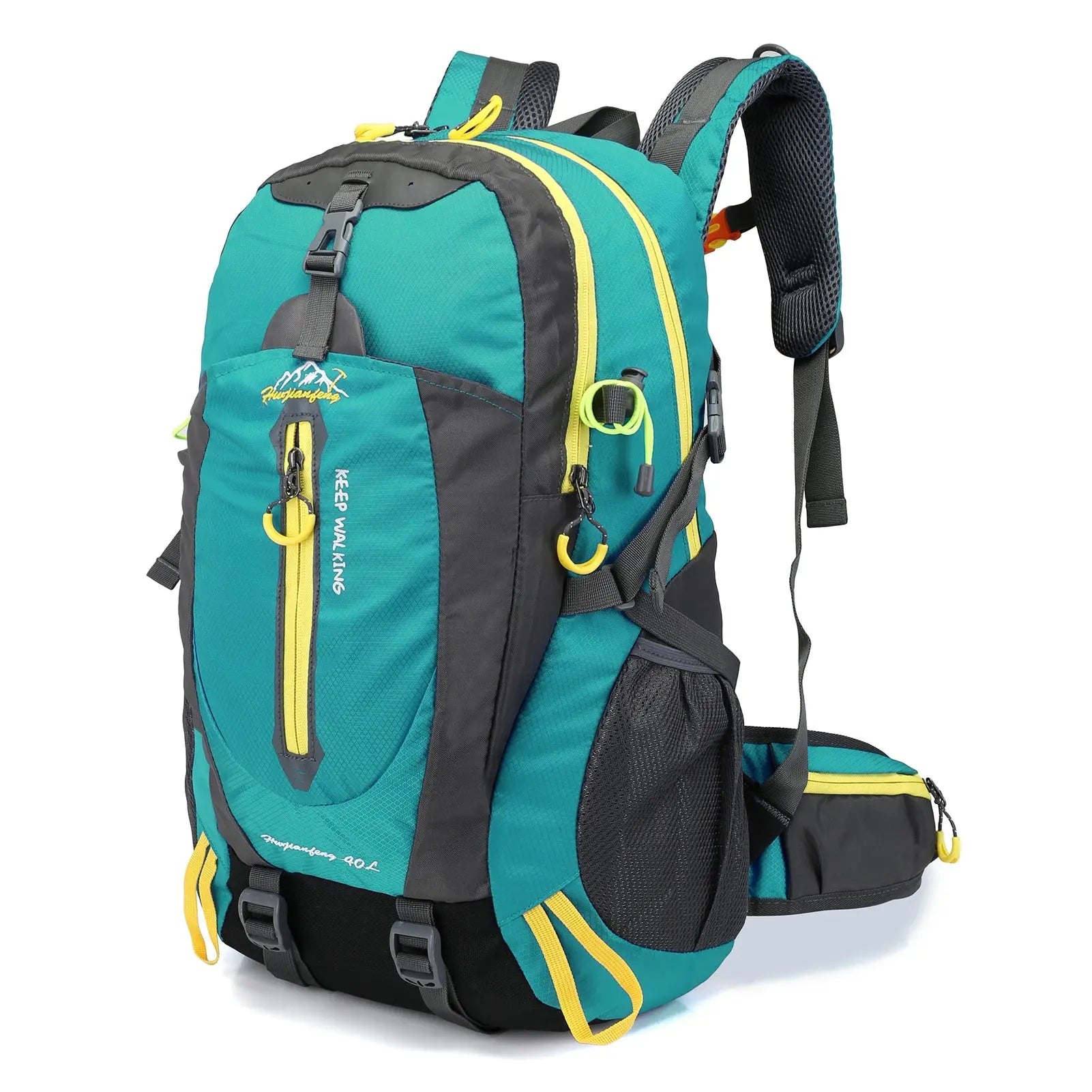 Rezen 40L Water Resistant Travel Backpack – Durable Nylon – Adjustable Straps – Perfect for Hiking & Camping- Light Blue