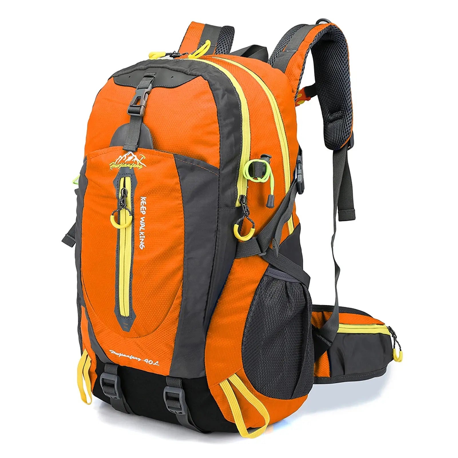 Rezen 40L Water Resistant Travel Backpack – Durable Nylon – Adjustable Straps – Perfect for Hiking & Camping- Orange