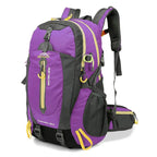 Rezen 40L Water Resistant Travel Backpack – Durable Nylon – Adjustable Straps – Perfect for Hiking & Camping- Purple