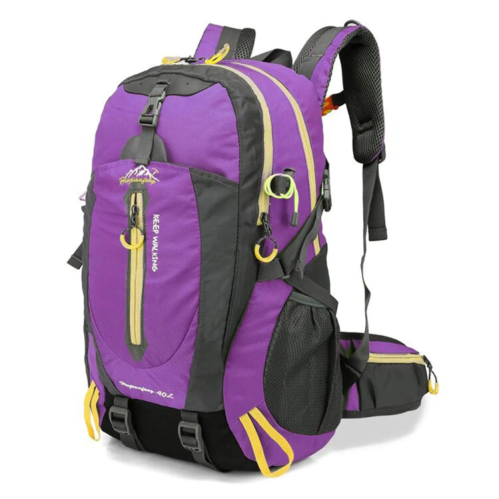 Rezen 40L Water Resistant Travel Backpack – Durable Nylon – Adjustable Straps – Perfect for Hiking & Camping- Purple