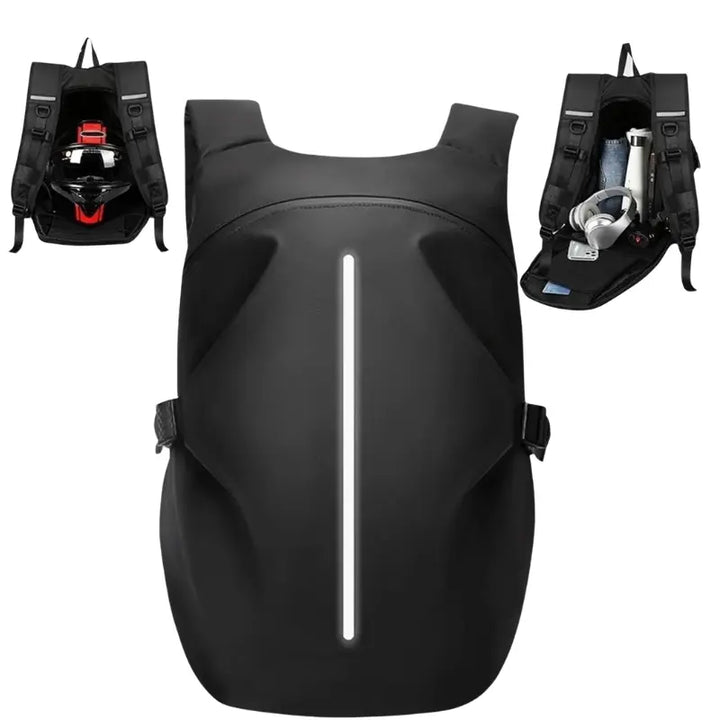 RoamGrid – Large Capacity Waterproof Motorcycle Backpack & Helmet Bag with Reflective Design