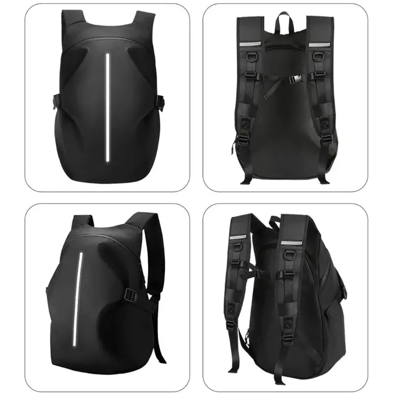RoamGrid – Large Capacity Waterproof Motorcycle Backpack & Helmet Bag with Reflective Design