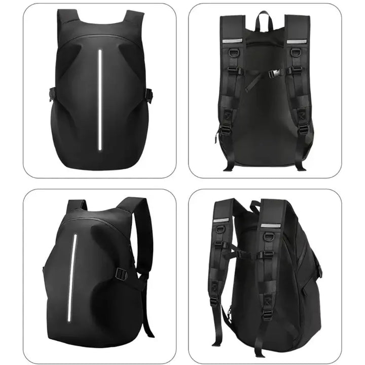 RoamGrid – Large Capacity Waterproof Motorcycle Backpack & Helmet Bag with Reflective Design