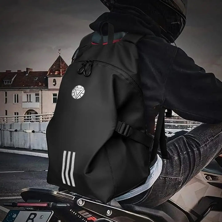 RoamGrid – Large Capacity Waterproof Motorcycle Backpack & Helmet Bag with Reflective Design