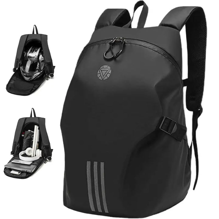 RoamGrid – Large Capacity Waterproof Motorcycle Backpack & Helmet Bag with Reflective Design