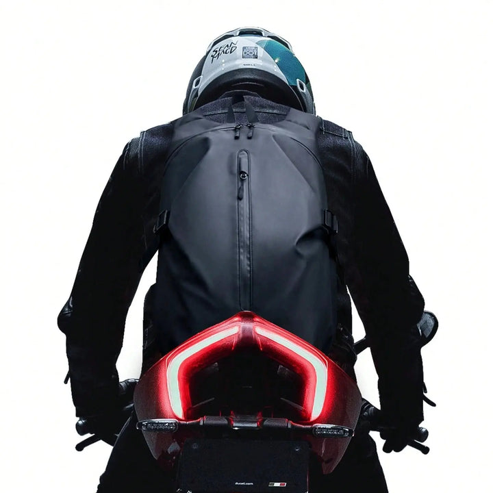 RoamGrid – Large Capacity Waterproof Motorcycle Backpack & Helmet Bag with Reflective Design