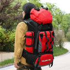 MunaWear - Backpacks - Rocky – Ultra-Light Waterproof 90L Hiking Backpack for Camping and Outdoor Adventures - Red