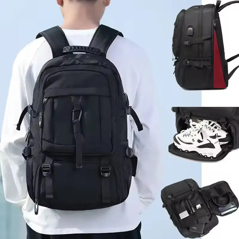 SummitPack – 50L/80L Large Waterproof Travel Backpack with Separate Shoe Compartment for Men