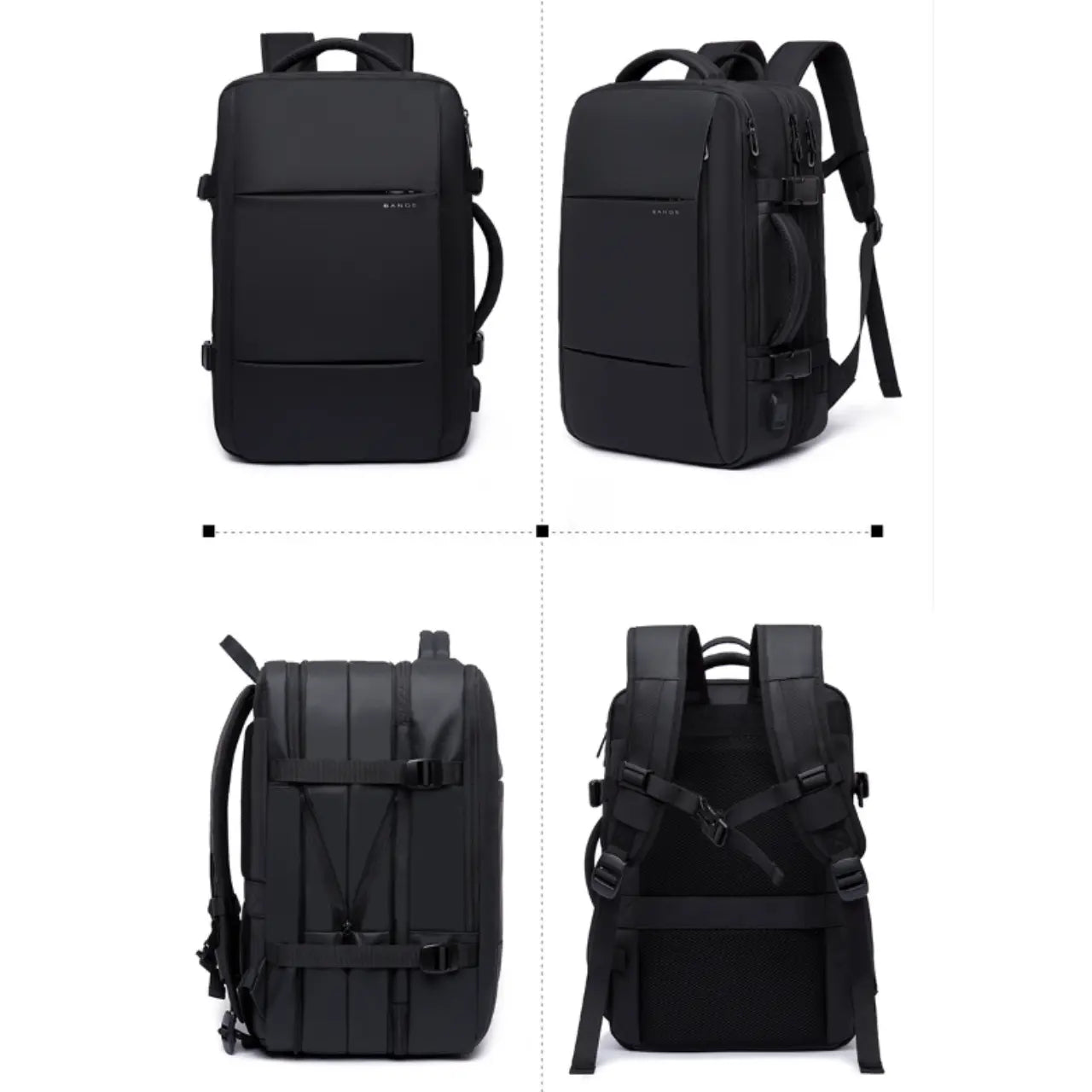 MunaWear - Backpacks - VibePack – Large Capacity Waterproof Travel Backpack for Men with USB Charging and Expandable Design - 