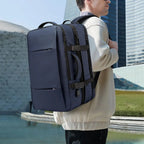 MunaWear - Backpacks - VibePack – Large Capacity Waterproof Travel Backpack for Men with USB Charging and Expandable Design - Blue / Large (45L)