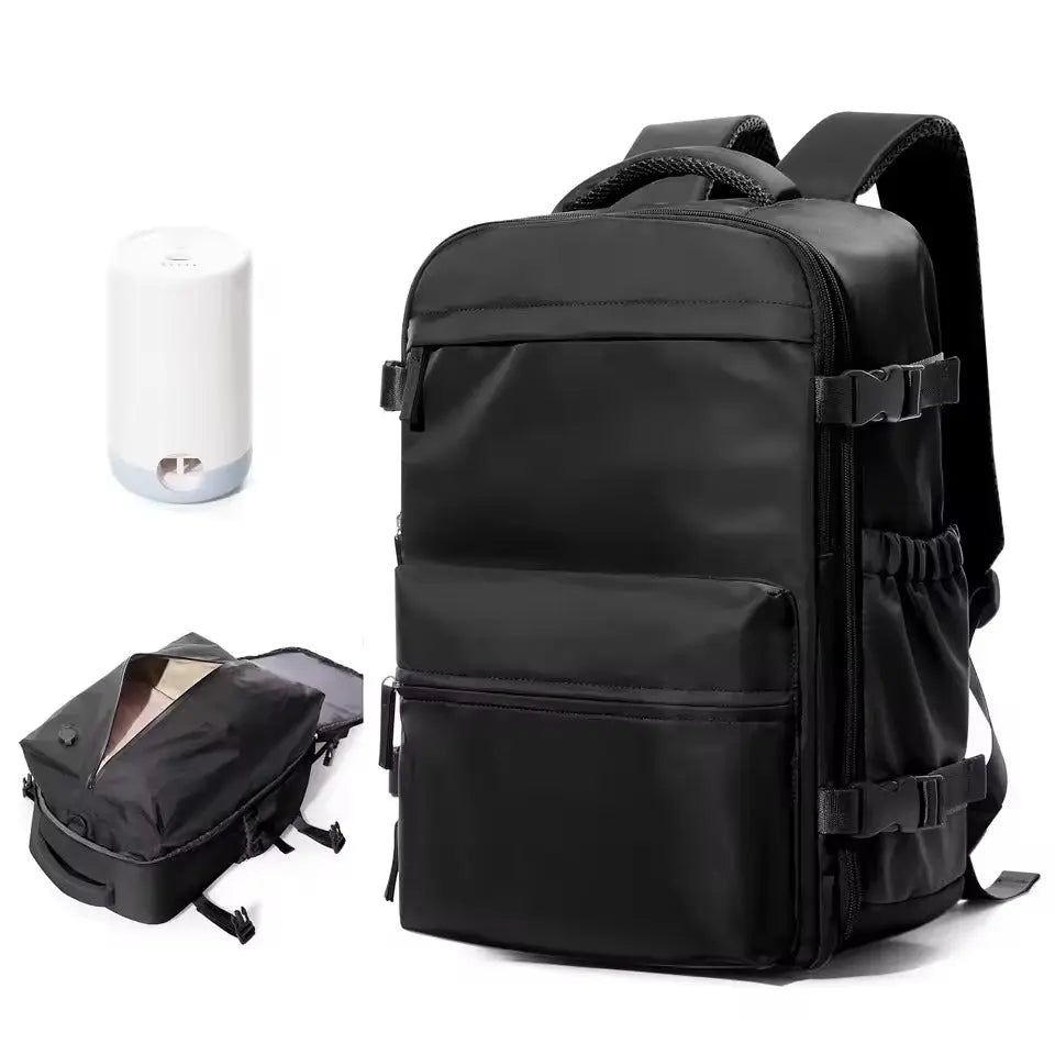 YonderKit – 15.6-Inch Vacuum Compression Backpack for Hiking & Travel with Pump