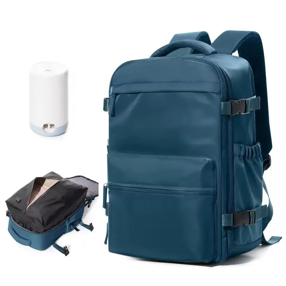 YonderKit – 15.6-Inch Vacuum Compression Backpack for Hiking & Travel with Pump