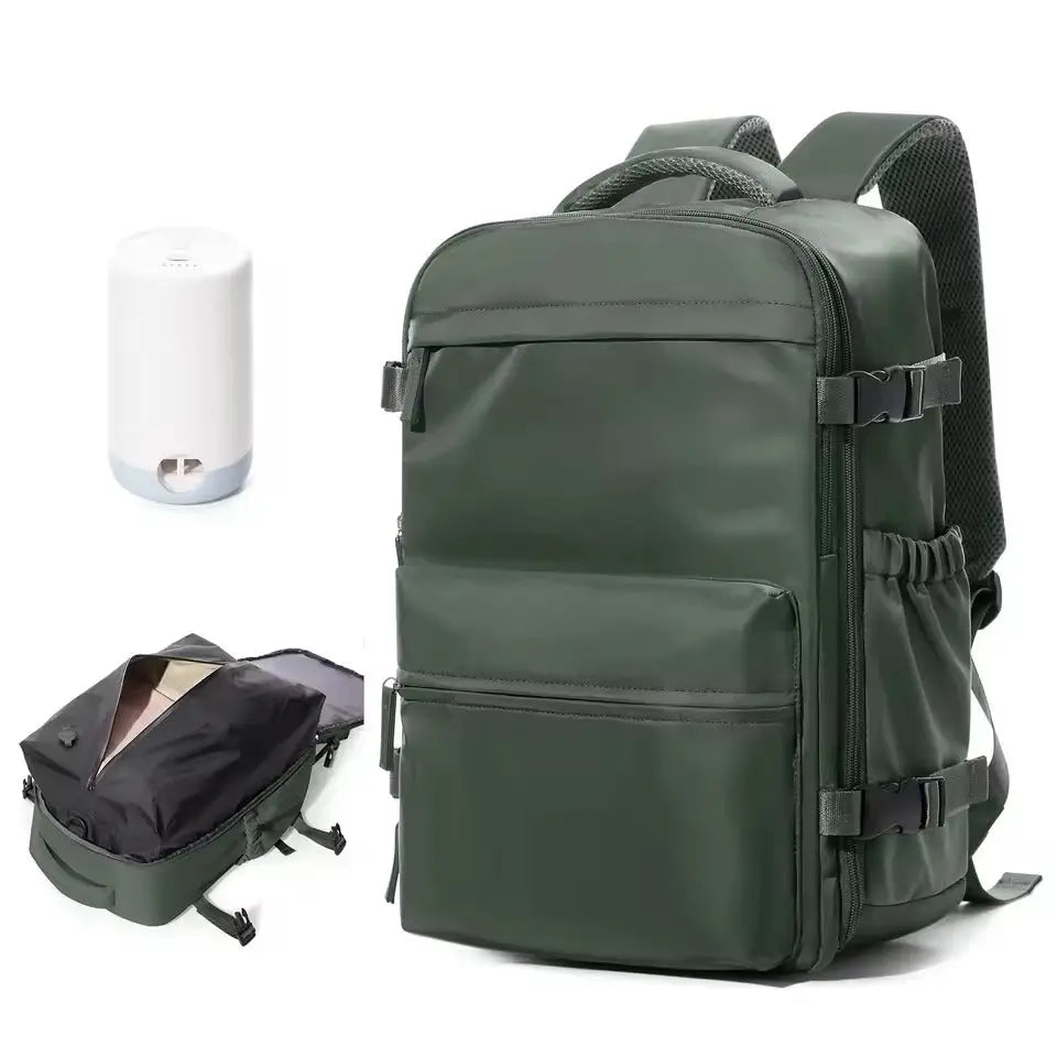YonderKit – 15.6-Inch Vacuum Compression Backpack for Hiking & Travel with Pump