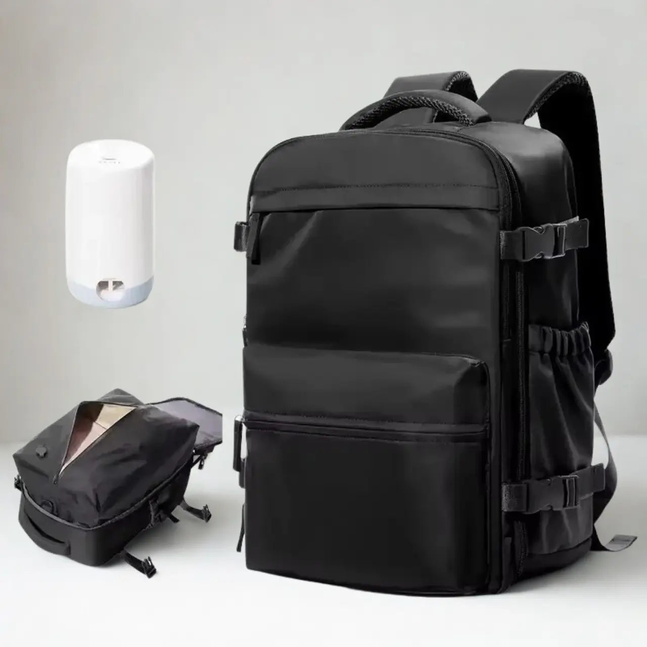 MunaWear - Backpacks - YonderKit – 15.6-Inch Vacuum Compression Backpack for Hiking & Travel with Pump - Black 