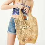 MunaWear - Bags - Liora - Chic Handwoven Beach Bag With Parisian Elegance For Sunny Adventures - 