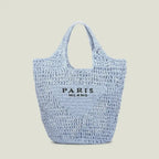 MunaWear - Bags - Liora - Chic Handwoven Beach Bag With Parisian Elegance For Sunny Adventures - blue