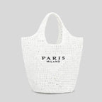 MunaWear - Bags - Liora - Chic Handwoven Beach Bag With Parisian Elegance For Sunny Adventures - white