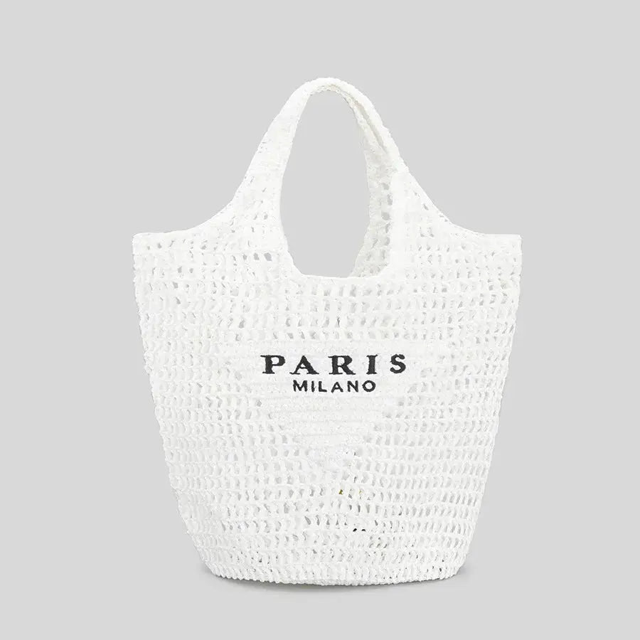 MunaWear - Bags - Liora - Chic Handwoven Beach Bag With Parisian Elegance For Sunny Adventures - white