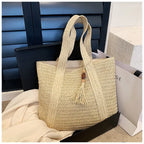 MunaWear - Bags - Liora - Chic Straw Summer Tote Bag With Elegant Design For Casual Outings - Beige