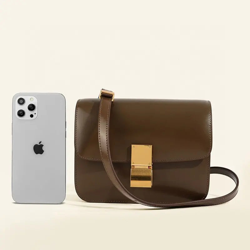 MunaWear - Bags - Liora - Classic Leather Flap Box Shoulder Bag for Timeless Elegance - 