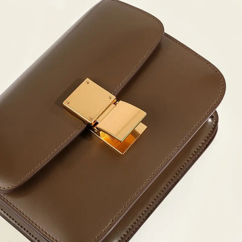 MunaWear - Bags - Liora - Classic Leather Flap Box Shoulder Bag for Timeless Elegance - 