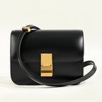 MunaWear - Bags - Liora - Classic Leather Flap Box Shoulder Bag for Timeless Elegance - Black / 20 X 16 X 8 CM