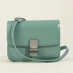 MunaWear - Bags - Liora - Classic Leather Flap Box Shoulder Bag for Timeless Elegance - Sea Blue / 20 X 16 X 8 CM