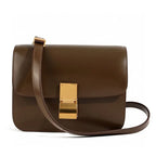 MunaWear - Bags - Liora - Classic Leather Flap Box Shoulder Bag for Timeless Elegance - Taupe / 20 X 16 X 8 CM