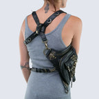 MunaWear - Bags - Liora - Edgy Gothic Belt Bag With Skull Decorations For Festivals And Everyday Wear - 