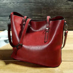 MunaWear - Bags - Liora - Elegant Leather Crossbody Bag With Spacious Design For Everyday Use - Dark Red