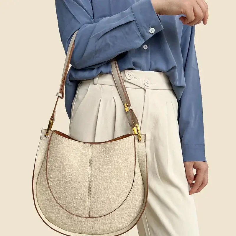 MunaWear - Bags - Liora - Elegant Round Shoulder Bag in Soft Leather for Everyday Chic - 