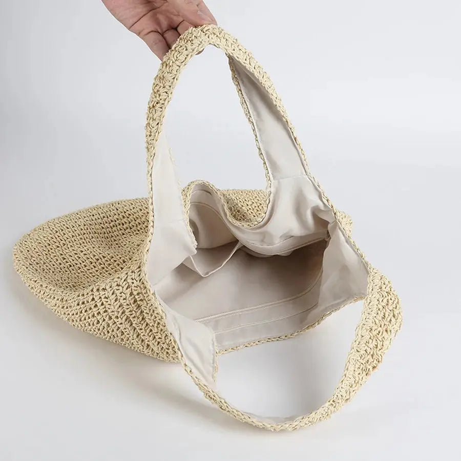 MunaWear - Bags - Liora - Elegant Straw Beach Bag With Spacious Design For Summer Outings - 