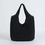 MunaWear - Bags - Liora - Elegant Straw Beach Bag With Spacious Design For Summer Outings - Black