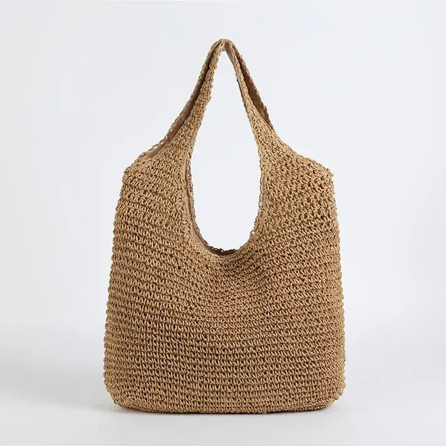 MunaWear - Bags - Liora - Elegant Straw Beach Bag With Spacious Design For Summer Outings - Brown