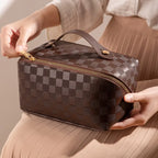 Liora - Elegant Toiletry Bag With Luxurious Check Pattern For Travel And Daily Use 6