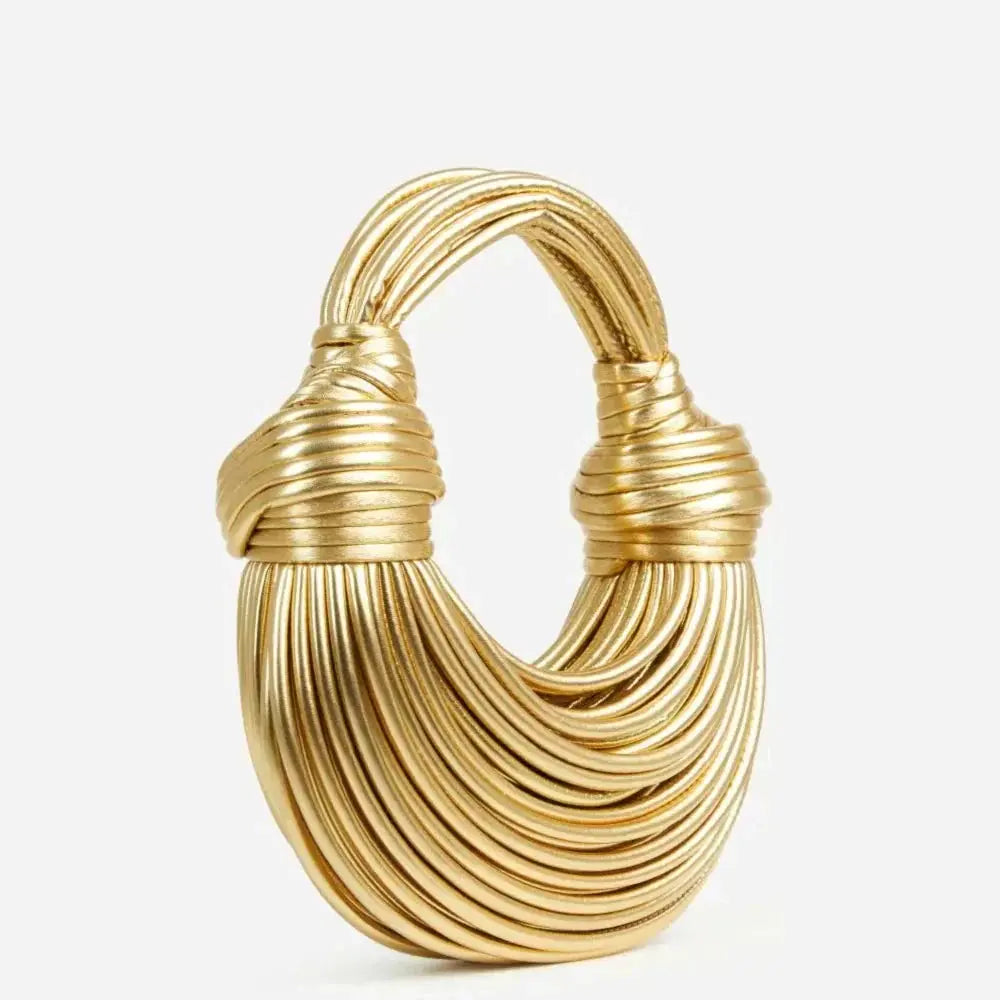 MunaWear - Bags - Liora - Elegant Women's Statement Bag With Knot Details For Fashionable Outings - Gold