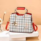 MunaWear - Bags - Liora - Stylish Art Shoulder Bag With Adjustable Straps For Everyday Use - Red Checked