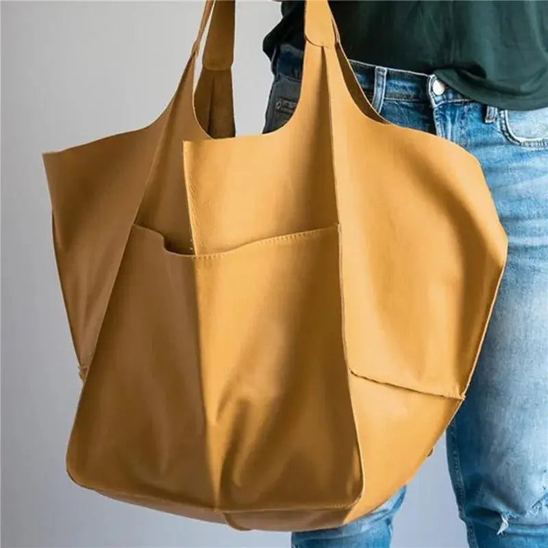 MunaWear - Bags - Liora - Stylish Leather Tote Bag With Spacious Design For Everyday Use - Yellow